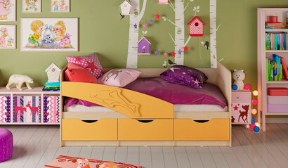 Детская кровать Дельфин. Жёлтый матовый 2.0